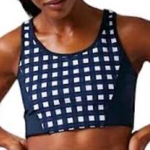 Tuckernuck Navy and White Trellis Gigham Checkered Sports Bra S